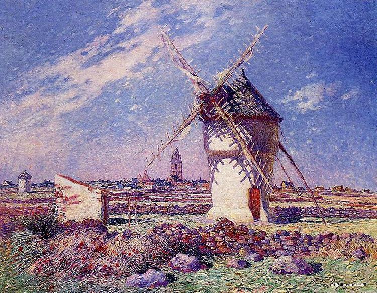 unknow artist Windmills near the Town of Batz oil painting image